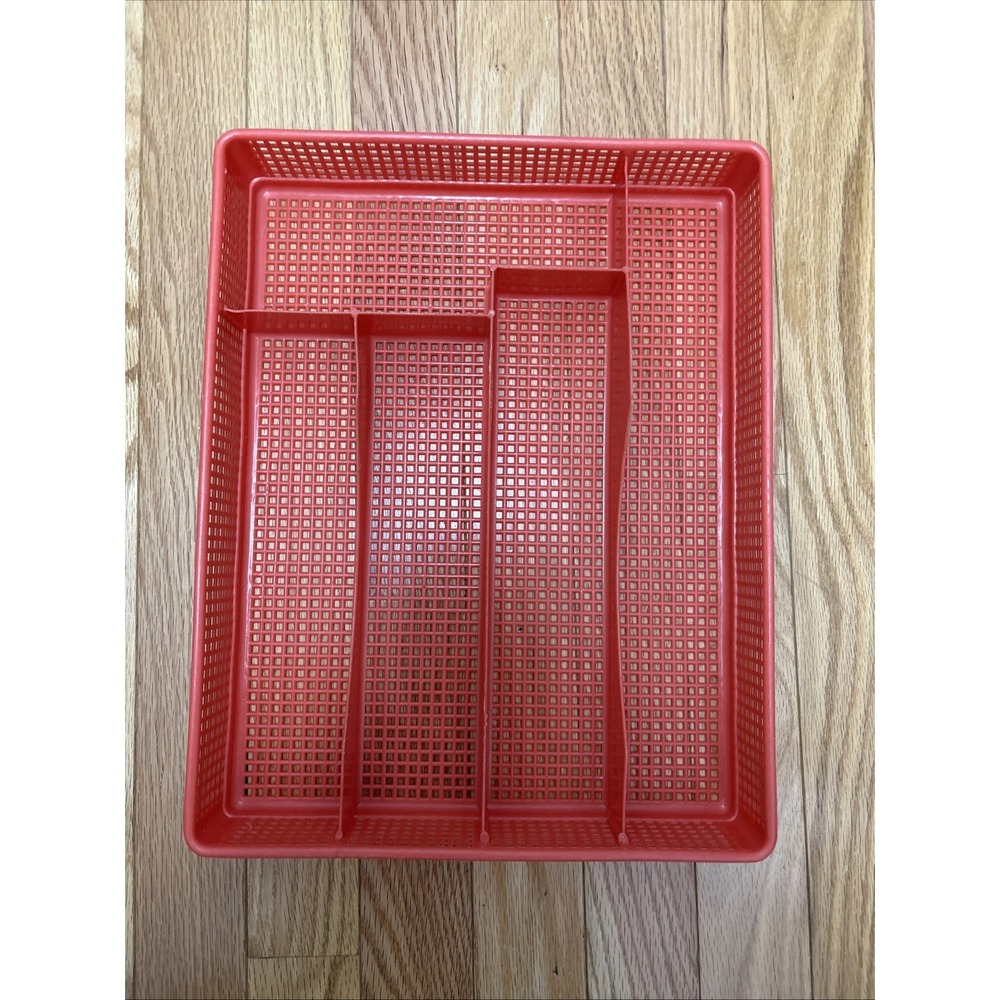 Orange Plastic Silverware Utensil Drawer Organizer Tray 5‎ Compartments Kitchen